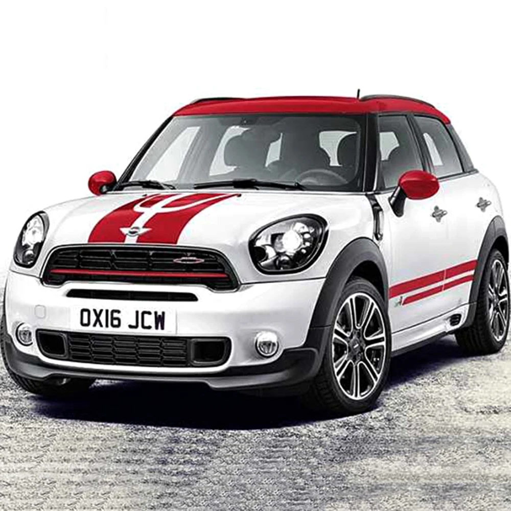 자동차 후드 엔진 트렁크 바디 사이드 스커트 줄무늬 데칼 스티커 미니 쿠퍼 S JCW R60 Countryman 장식 자동차 액세서리