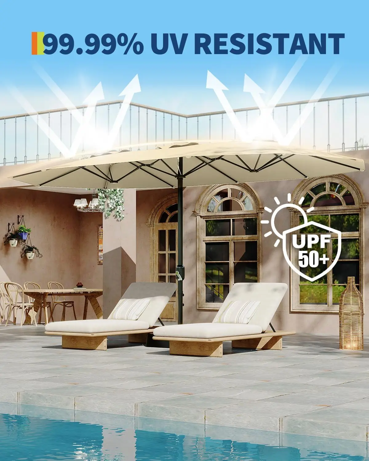 15×9FT Double Patio Umbrella 6