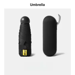Compact Sun & Rain Shield: Lightweight Travel Umbrella with UV Protection - 6K (Black)