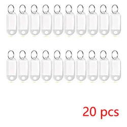 100 PCS Multi-Color Plastic Keychain Tags with Writable Labels (20 pcs white)