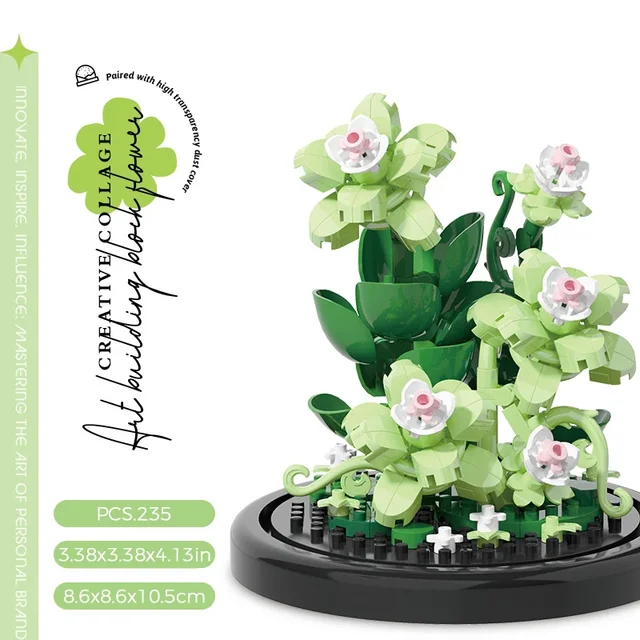 Potted Building Block Simulation Succulent Bouquet Creative Puzzle Building Block Eternal Flower Home Decoration Rose 5