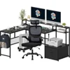 Desk and Chair Combo Set Home Office Furniture L Shaped Computer Desk Gaming Desk Chair with Adjustable Back Mesh Design 1