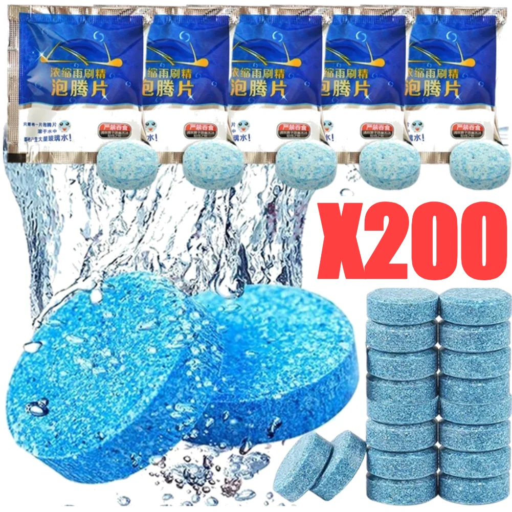 Windshield Cleaner Tablets 200-10pc Solid Cleaner Car Windscreen Cleaner Effervescent Tablet Auto Wiper Glass Solid Cleaning Concentrated Tablets Detergent