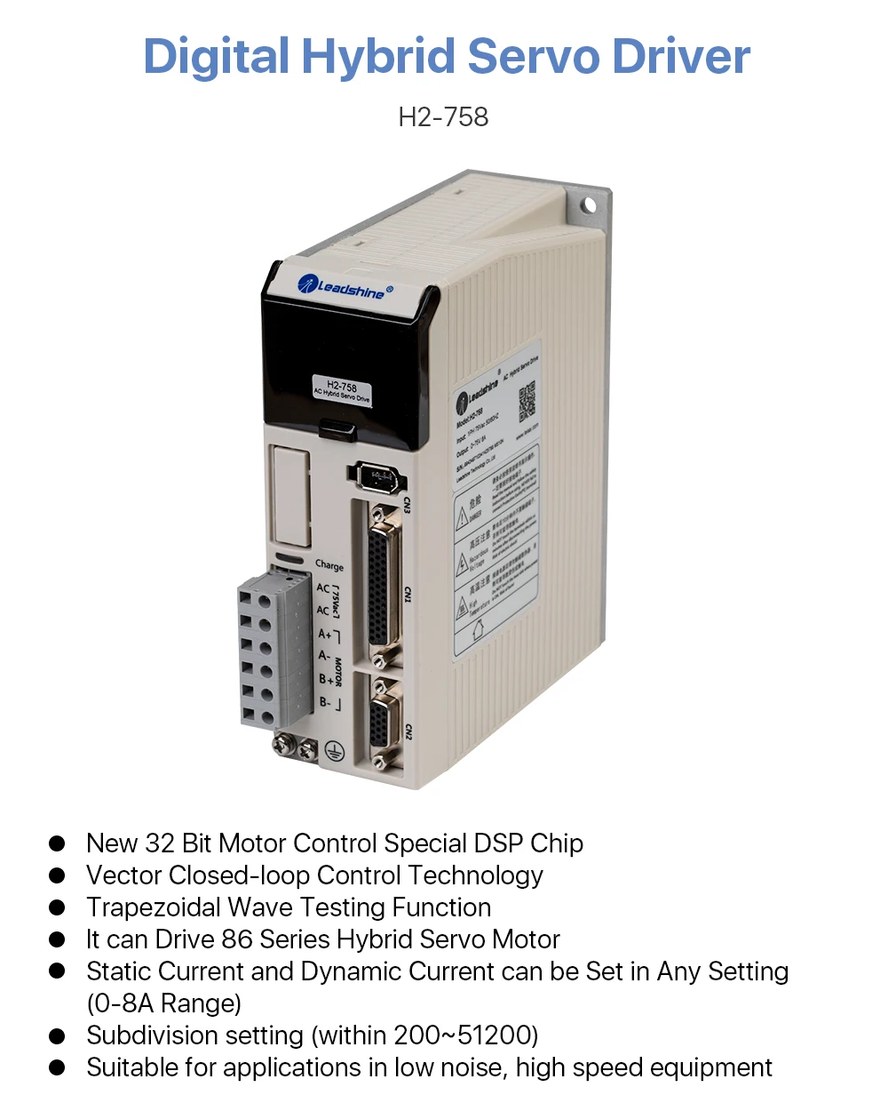 Description Picture 2 of itemLeadshine Hybrid Servo Driver H2-758 2-Phase 50-80VAC 0-8A for Nema34 Stepper Motor CNC Engraving Milling Machine