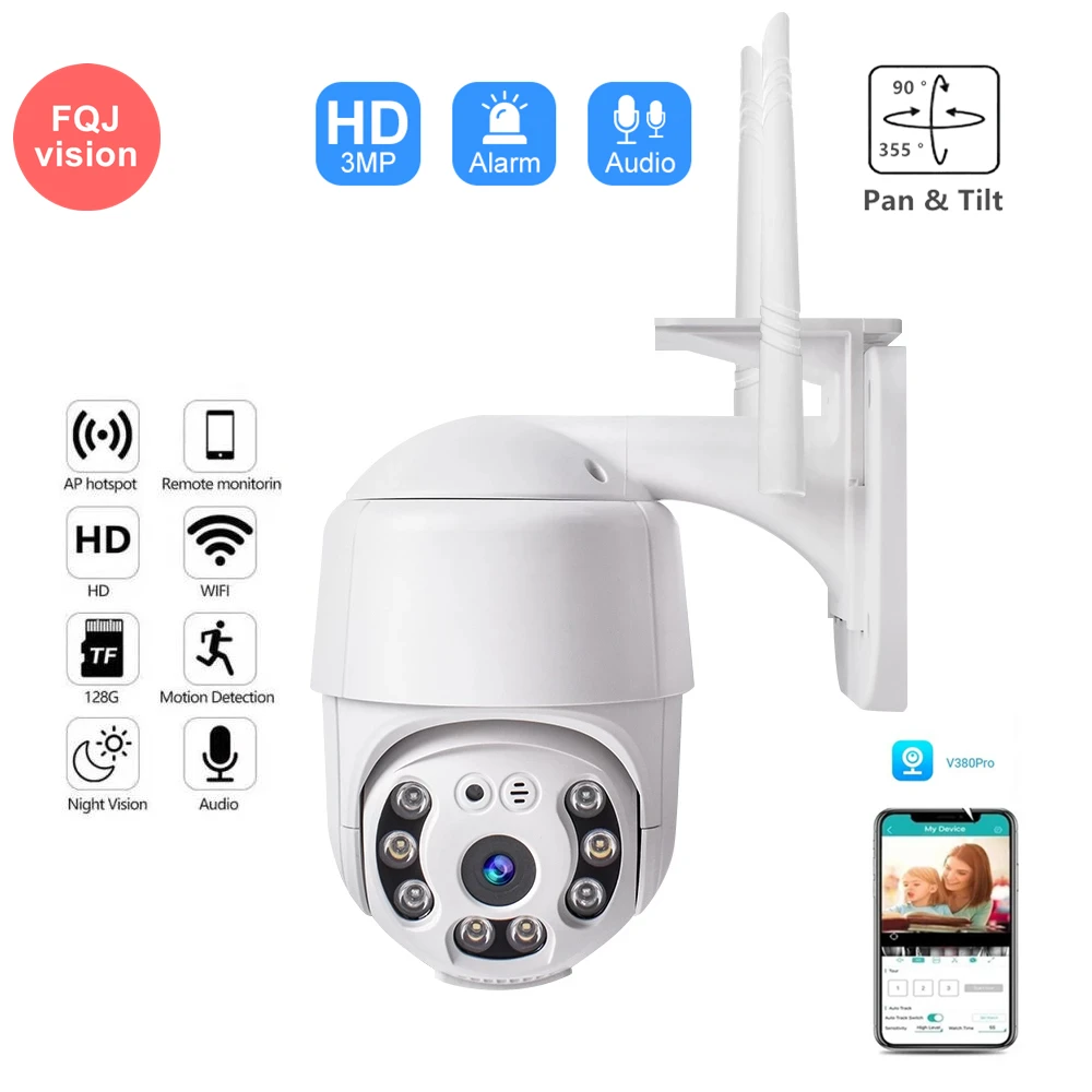 V380 Pro 3Mp Smart Home Wifi Ip Camera Outdoor Speed Dome Two Ways Audio Telecamera Di Sicurezza Wireless Impermeabile