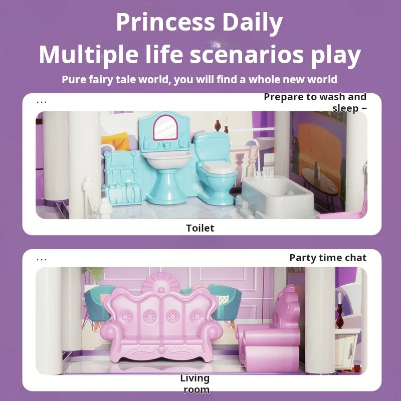 DIY Princess Castle Luminous Villa Set Girls Toy Doll House Children Play Model Play House Toys for Kids Girls Christmas Gifts