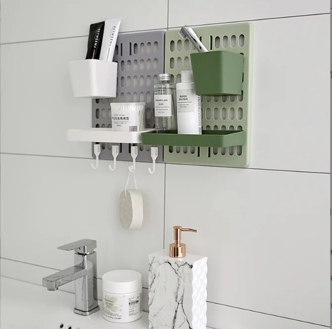Hole-free hole board wall dormitory kitchen bathroom wall shelf shelf hanging storage hook rack