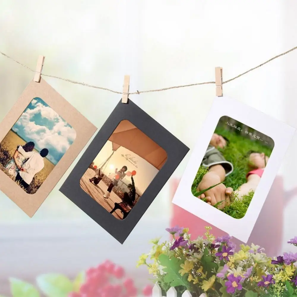 Combination Paper Frame 10pcs With Clips DIY Kraft Paper Picture Frames Hanging Wall Photos Album Home Decoration Craft photo frame art frames wood picture frame