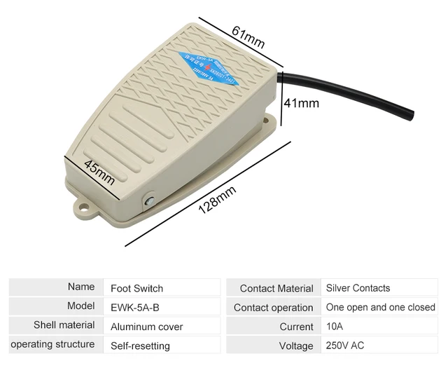 Elektrischer Fußschalter TFS-2 - 250V 10A Fußpedal Für Maschinen