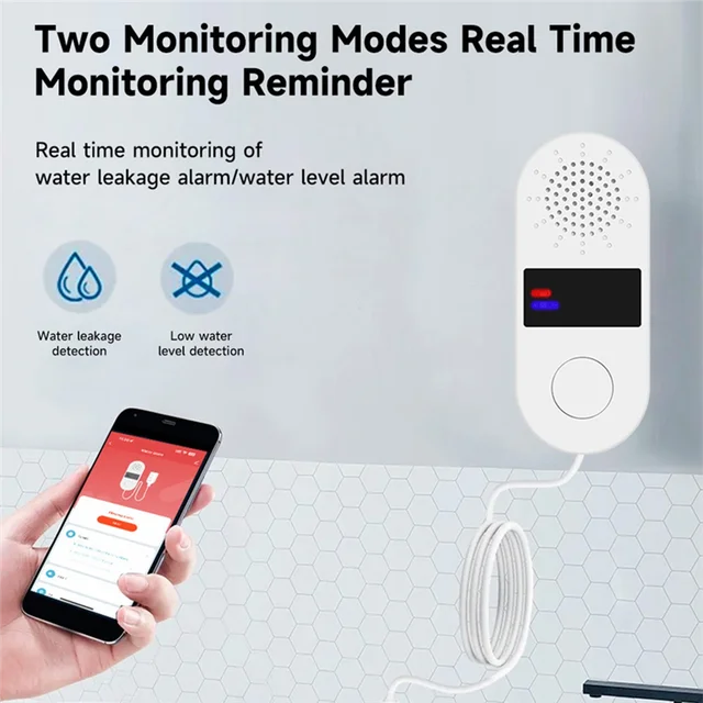 M13ktuya 2.4Gwifi Water Leak Detector With Sound Light Alarms 130DB Water Leak Smart Home Water-Alarm Sensor App Control 3