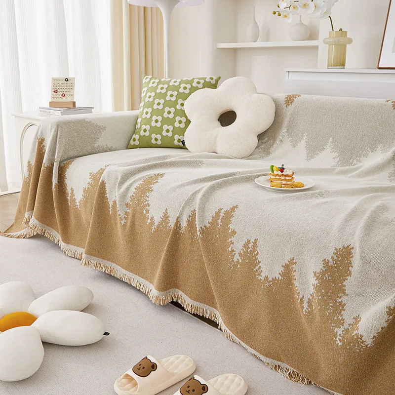 Simple Gradient Sofa Cover Cloth Chenille All-Season Dustproof Scratch-Proof Multifunctional Sofa Covers Blanket Decor Home 4