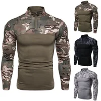 Long Sleeve Tactical Shirts CP Shirt 1/4 Zipper Ripstop Cotton Camoufalge Outdoor T Shirts Men Clothing Elastic Military Uniform 1