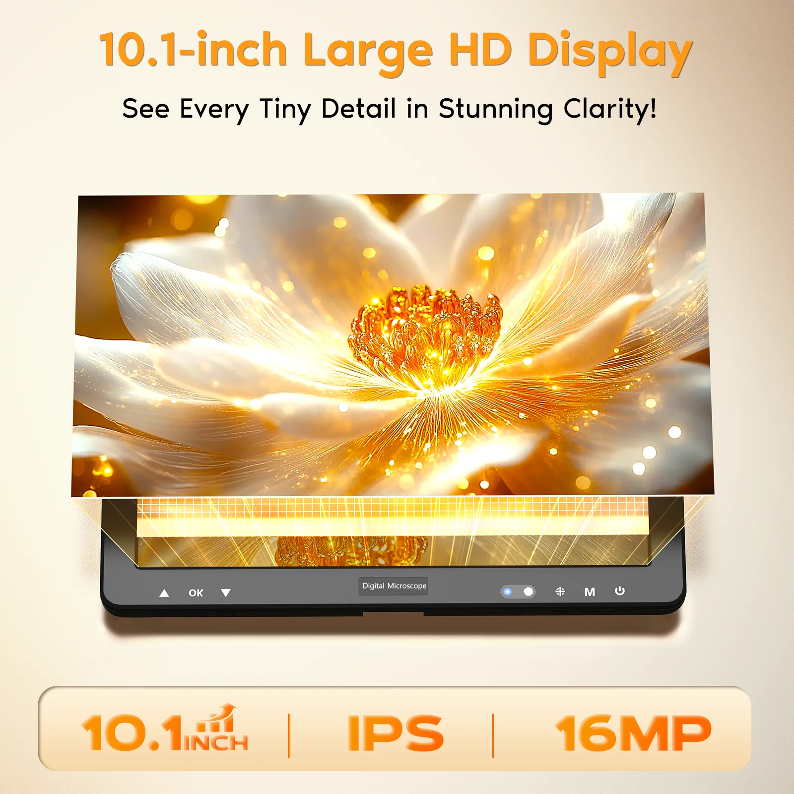 10.1인치 디지털 현미경 1500X HD 배율 납땜 현미경, 10개 LED 현미경 돋보기 포함 (동전, 식물용)