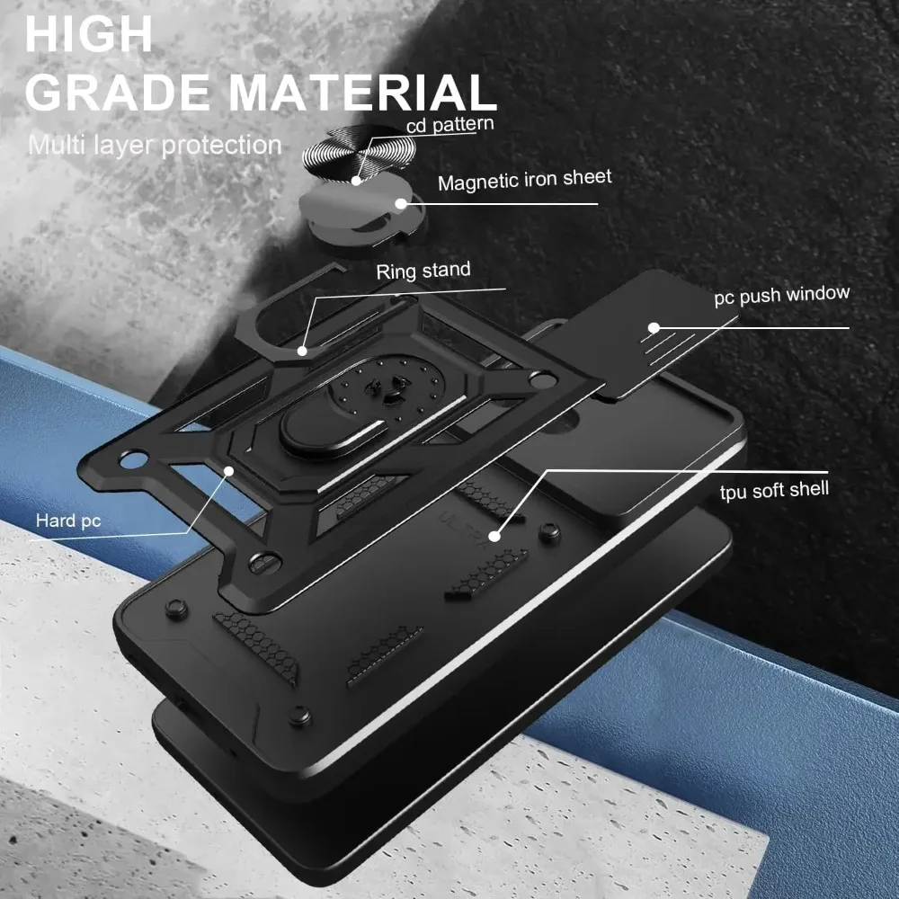 Mingle Armor Slide Lens Protective Case with Magnetic Metal Ring and Anti-Drop Design