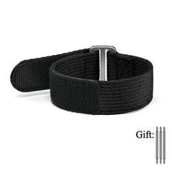 Versatile Nylon Hook and Loop Watch Strap - Unisex NATO Style 20mm 22mm - M - 260mm (Black)
