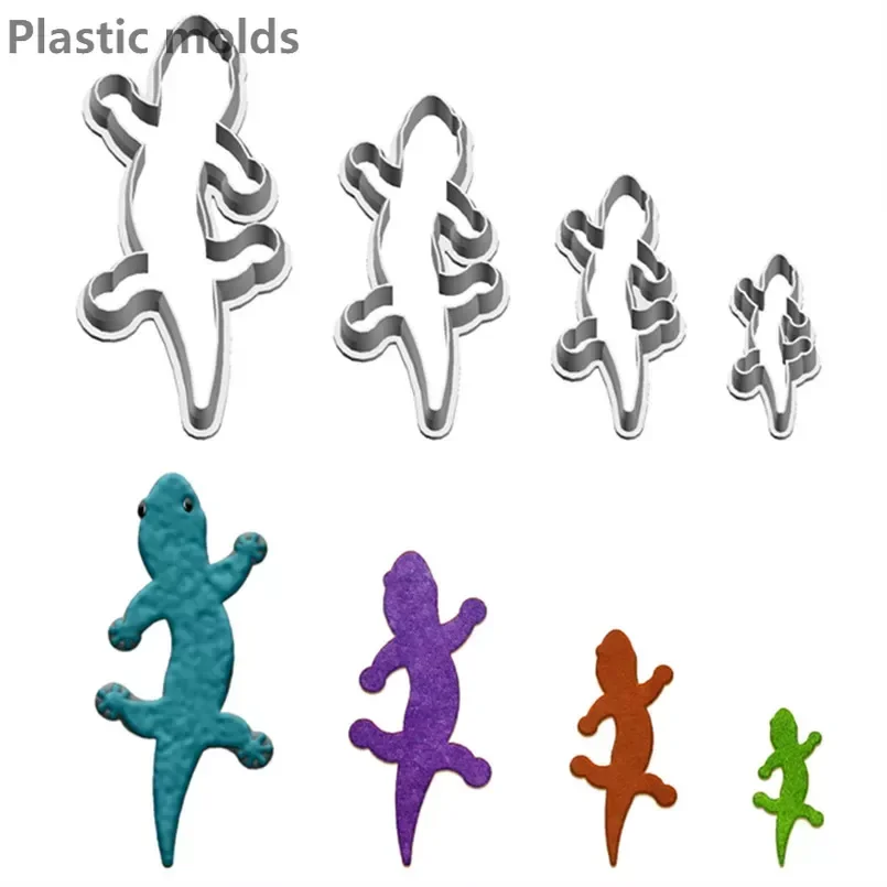 Four Specifications Cartoon Animal Figure House Lizard Plastics Mould Cake Fondant Tool Cookie Sushi and Fruit Cutters