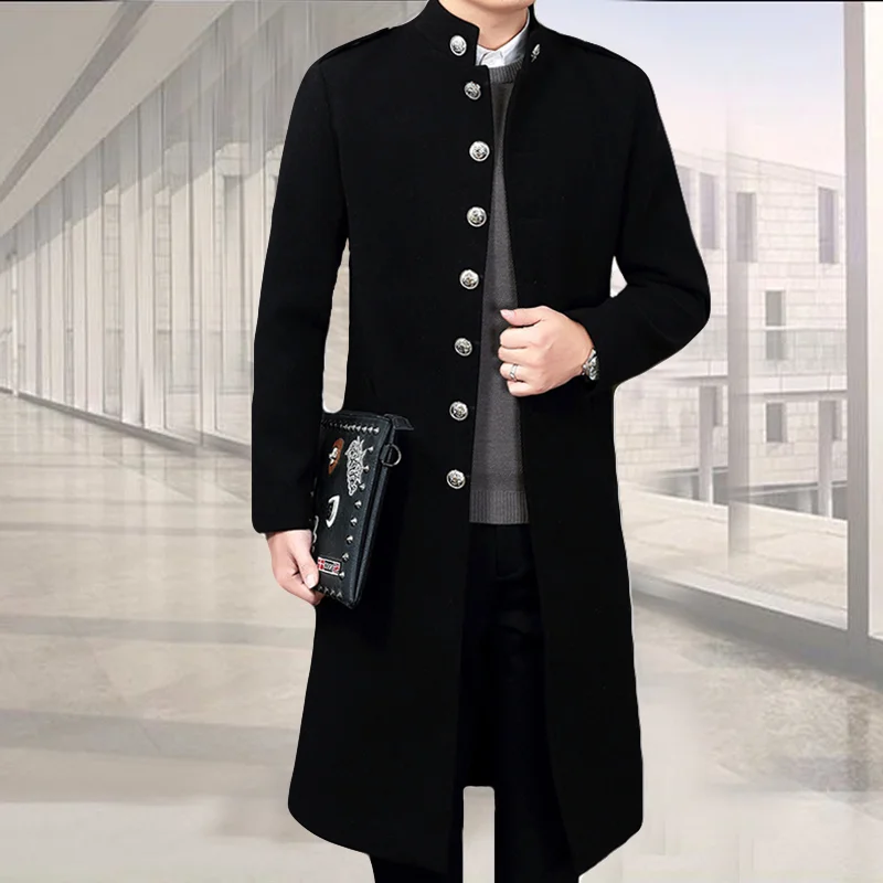 

New Arrival Male Korean Style Long Knee Extension Stand Collar Men Coat Jacket Super Large Boy Clothes Winter Warm Size M-4XL