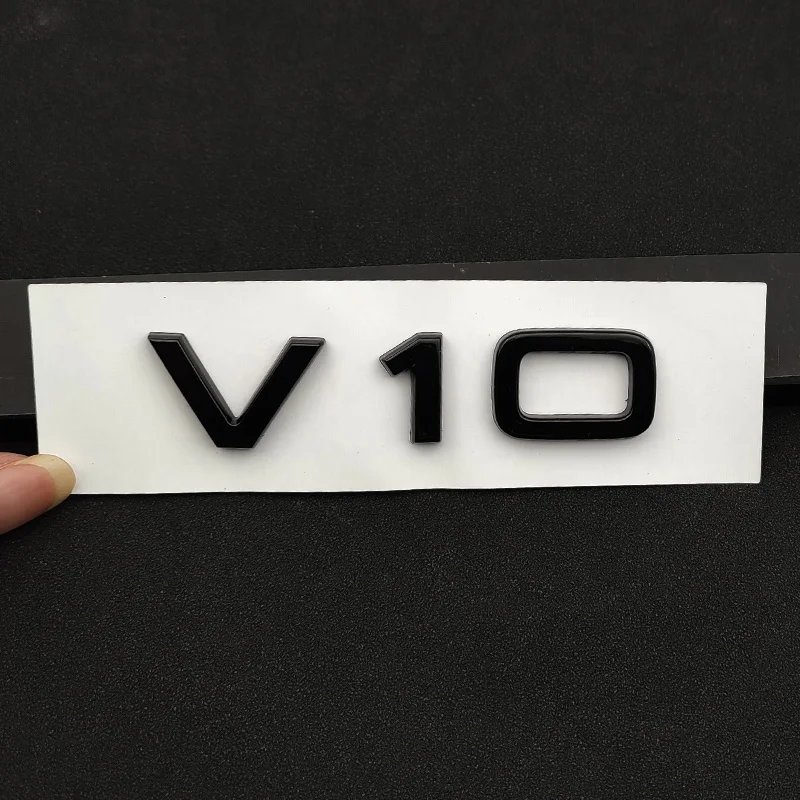 3d ABS Chrome Black V10 Logo Letters Car Fender Side Emblem Badge Decal For RS6 S6 C6 S8 R8 V10 Sticker Accessories