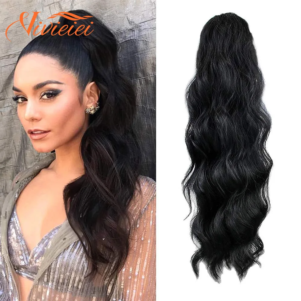 

Synthetic Curly Wave Ponytail Hair Extensions Long Water Wave Synthetic Drawstring Ponytail Women Girl Party Festival Hairpiece