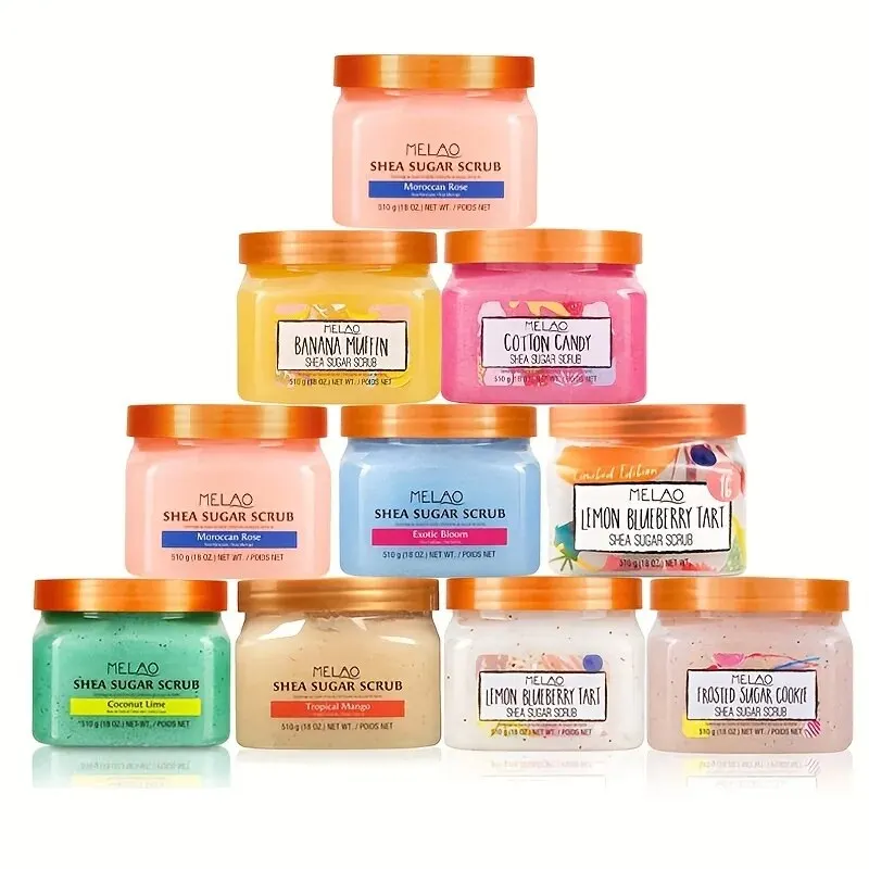 Vegan Mango Lemon Blueberry Strawberry Exfoliator Body Scrub Whitening Organic Face Shea Sugar Body Scrub 5