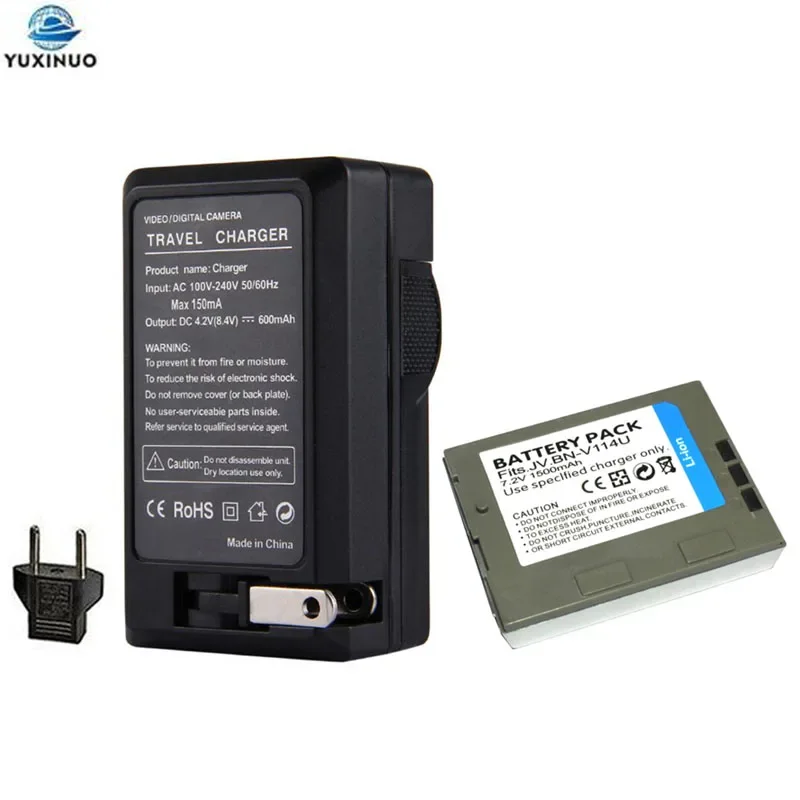 

1500mAh BN-V114 BN-V114U BNV114 BNV114U Battery + AC Charger For JVC GR-DVP1 DVP3 GR-DVP7 GR-DX100EK GR-DX45 fit BN-V107 V107U