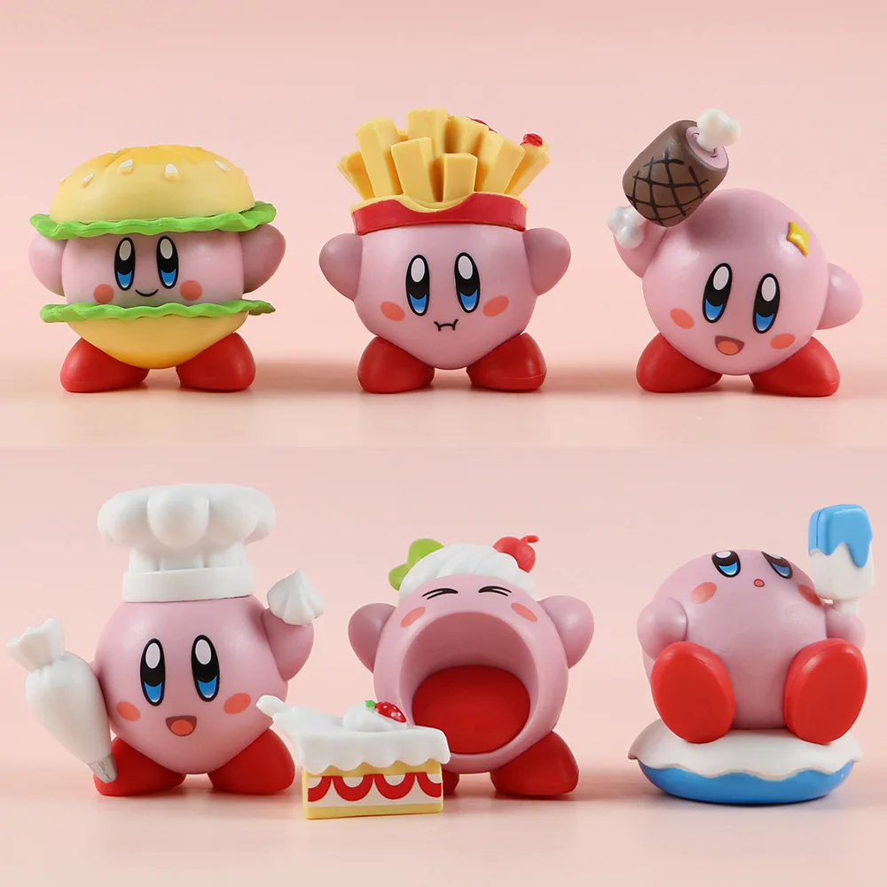 6 Pz/Set Anime Kirby Figure 5Cm Kawaii Pvc Toys Cartoon Kirby Food Games Figurine Cute Action Toy Regalo Di Natale Per I Bambini