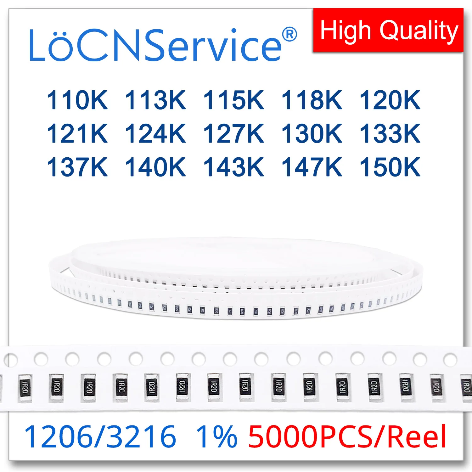 

LoCNService 1206 1% 5000 шт. 110K 113K 115K 118K 120K 121K 124K 127K 130K 133K 137K 140K 143K 147K 150K 3216 K резистор Ом