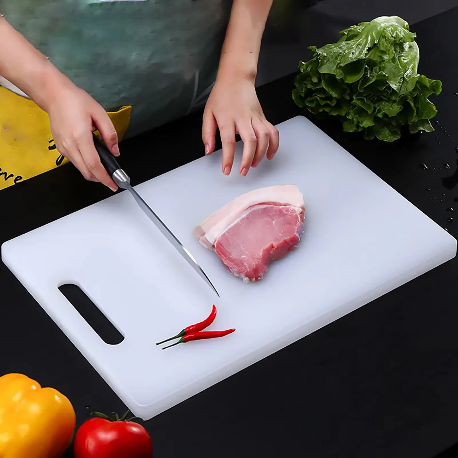 White Plastic Non Slip Chopping Board Kitchen Knife Accessories