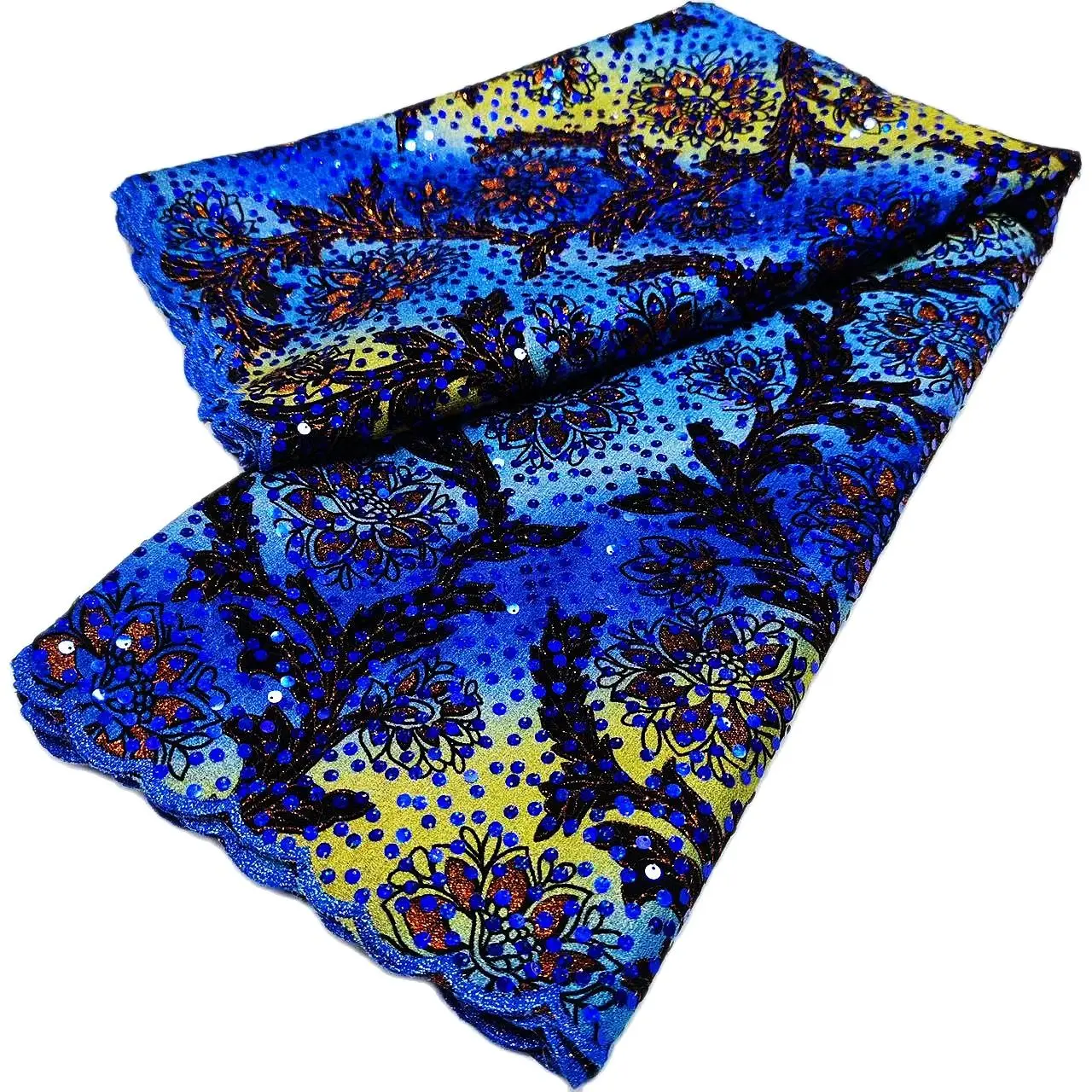 

African Lace Fabric High Quality Embroidery 100% Soft Velvet Fabric 5Yards 2022 Printed Lace Materials
