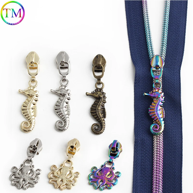 Metal Zipper Silders For 5# Nylon Zip Jacket Peg Bag Purse Pockets Zippers Heads Repair Kits DIY Garment Coat Sewing Accessories