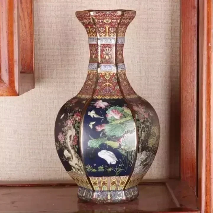 

26CM Ceramic Vase Living Room Decoration Enamel Porcelain Home Furnishing Antique Collection