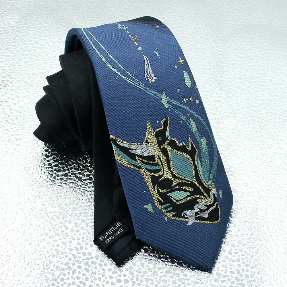 Genshin Impact Neck Tie Cosplay Costume Xiao Venti Barbatos Wanderer Balladeer Zhongli JK Embroidery Necktie Prop Accessories