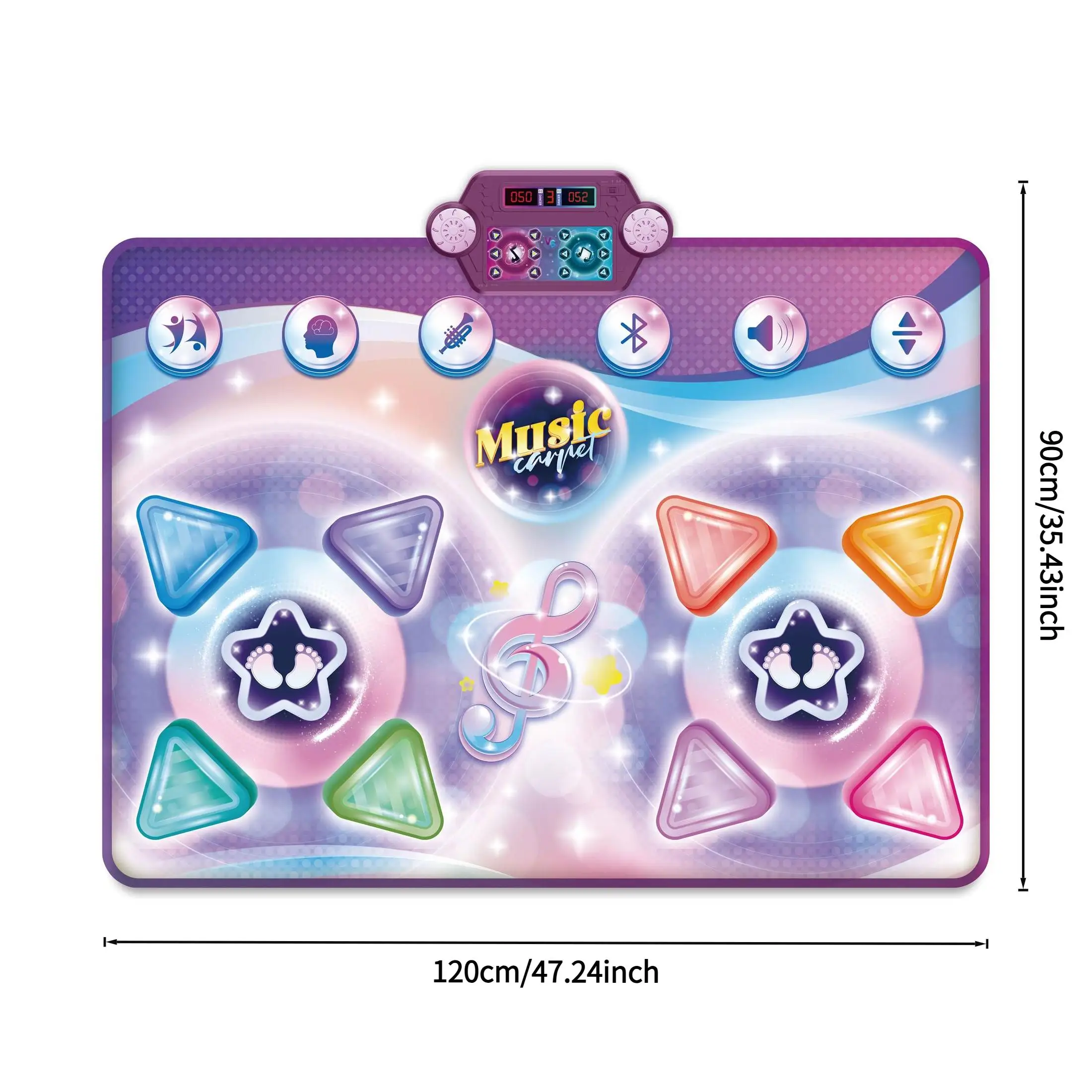 Double-person dance mat children's toy, which can be folded and stored. It is a music-based family interactive game. 2