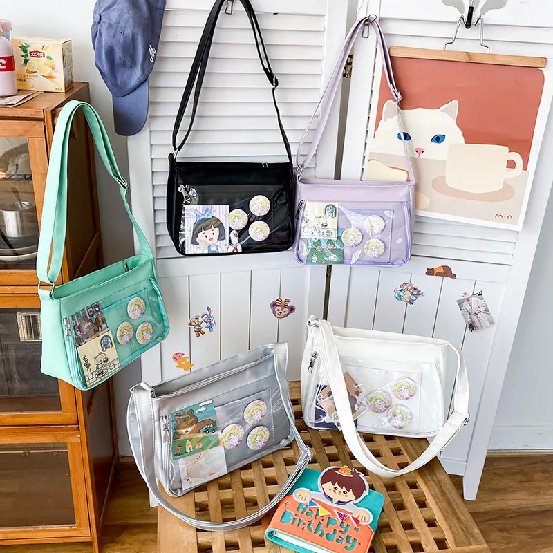 Ita Bag A Tracolla Con Finestra Trasparente - Borsa Messenger Per Spille Anime E Fumetti - PU Pelle - Foto 7