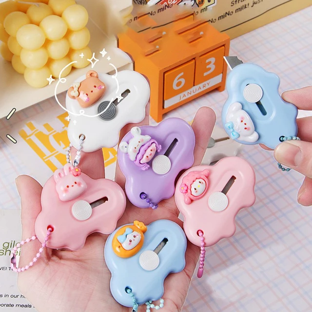 Unboxing Knife 3-Pack Mini Cloud Box Cutters Retractable Utility