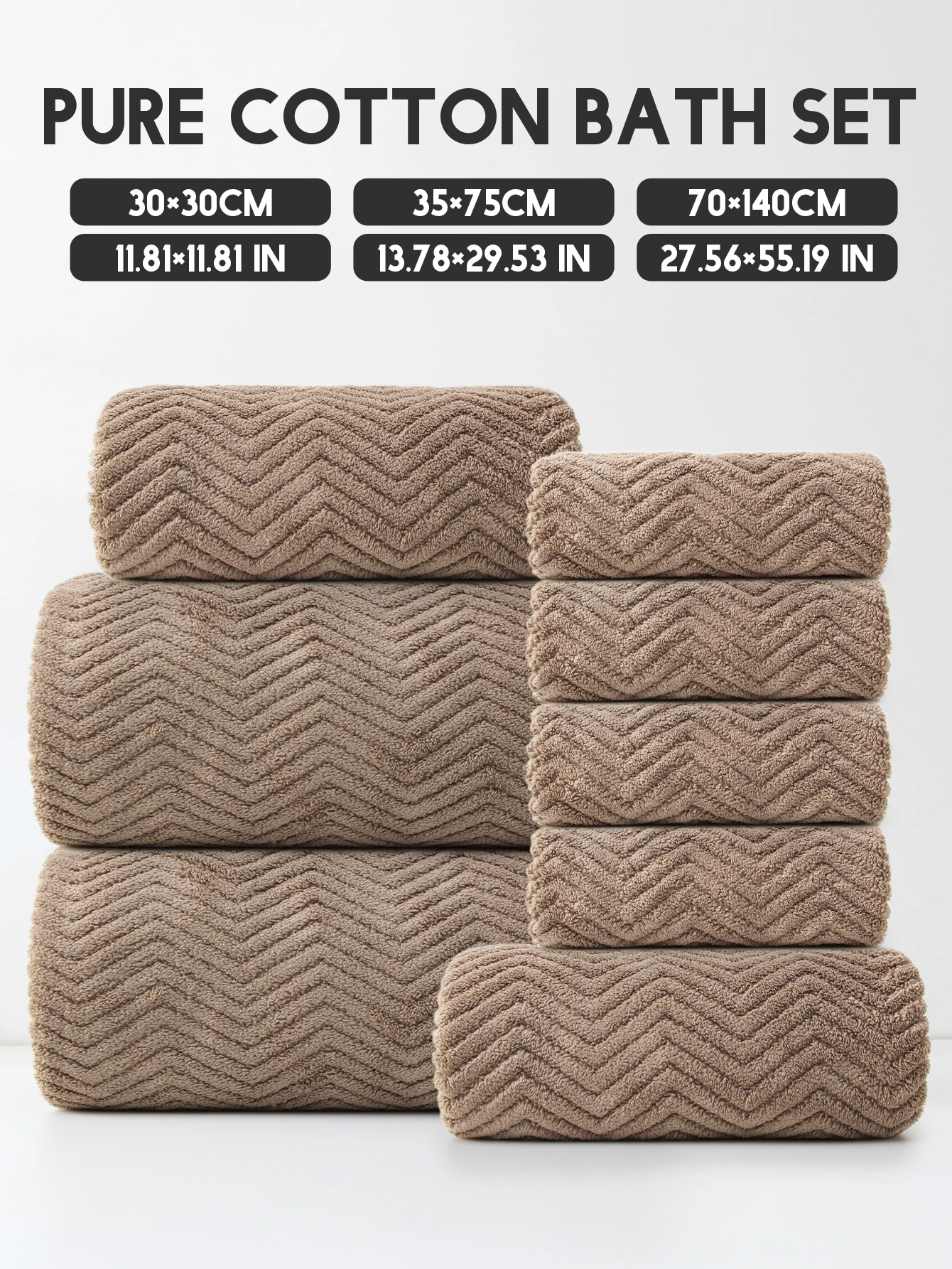 8-Piece Set [4 Square Towels + 2 Towels + 2 Bath Towels] Coral Velvet Foldable Combination Set, Can Be Used for Bathroom, Bedroom, Hotel, Outing and Other Places 5
