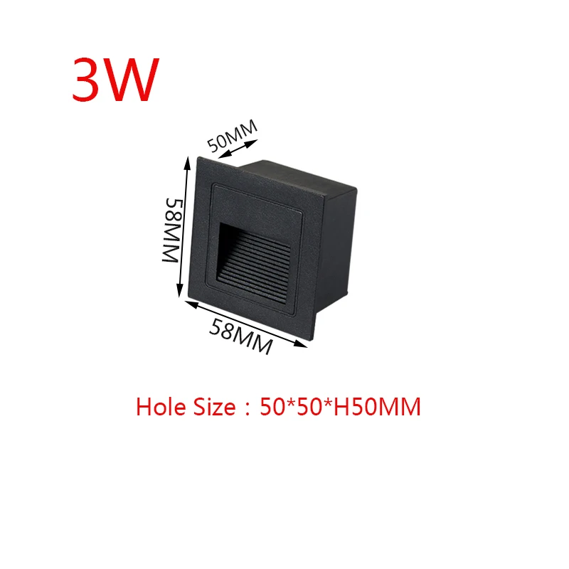 thumbnail image 1 of Lámpara de pared LED regulable de 3 W, 5 W y 7 W, luz de escalera de aluminio, lámpara de paso LED empotrada, lámparas de esquina de pared para caminos, CA 85-265 V, luz de pared CC 12 V, 1 of 5