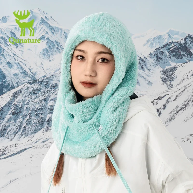 Qunature Winter Thermal Fleece Balaclava Ski Face Mask Neck Warmer Scarf Snood Hood Hat Windproof Cold Outdoor Sport Cycling Cap