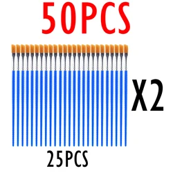 50p Memory Nylon Brush Set For Painting Graffiti Acrylic Watercolor Professional Art Supplies Plastic Rod Aluminum Tube Line Pen