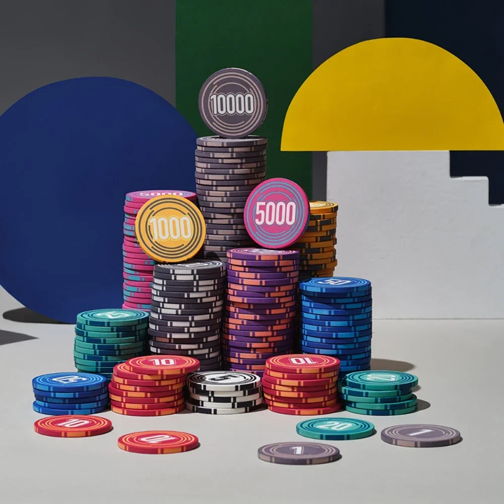 10pcs 43mm Ceramic Chips Large Numbers Texas Hold'em Poker Chips Bacardi Entertainment Coins Family Party Game Scorecard 2