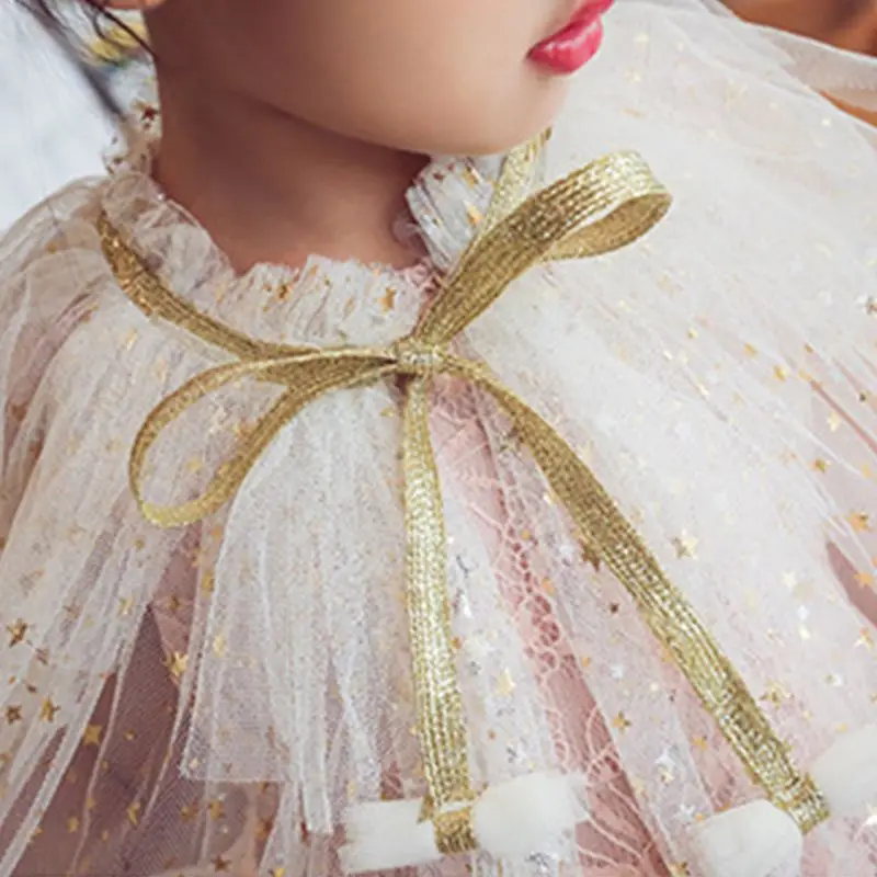Meisjes fee cape prinses snoep kleur glitter ster pailletten mantel schattige tule sjaal verjaardagsfeestje festival cosplay costum