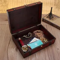 Delicate Wood Treasure Chest Large Capacity with Lock Storage Box Antique Style Ring 2