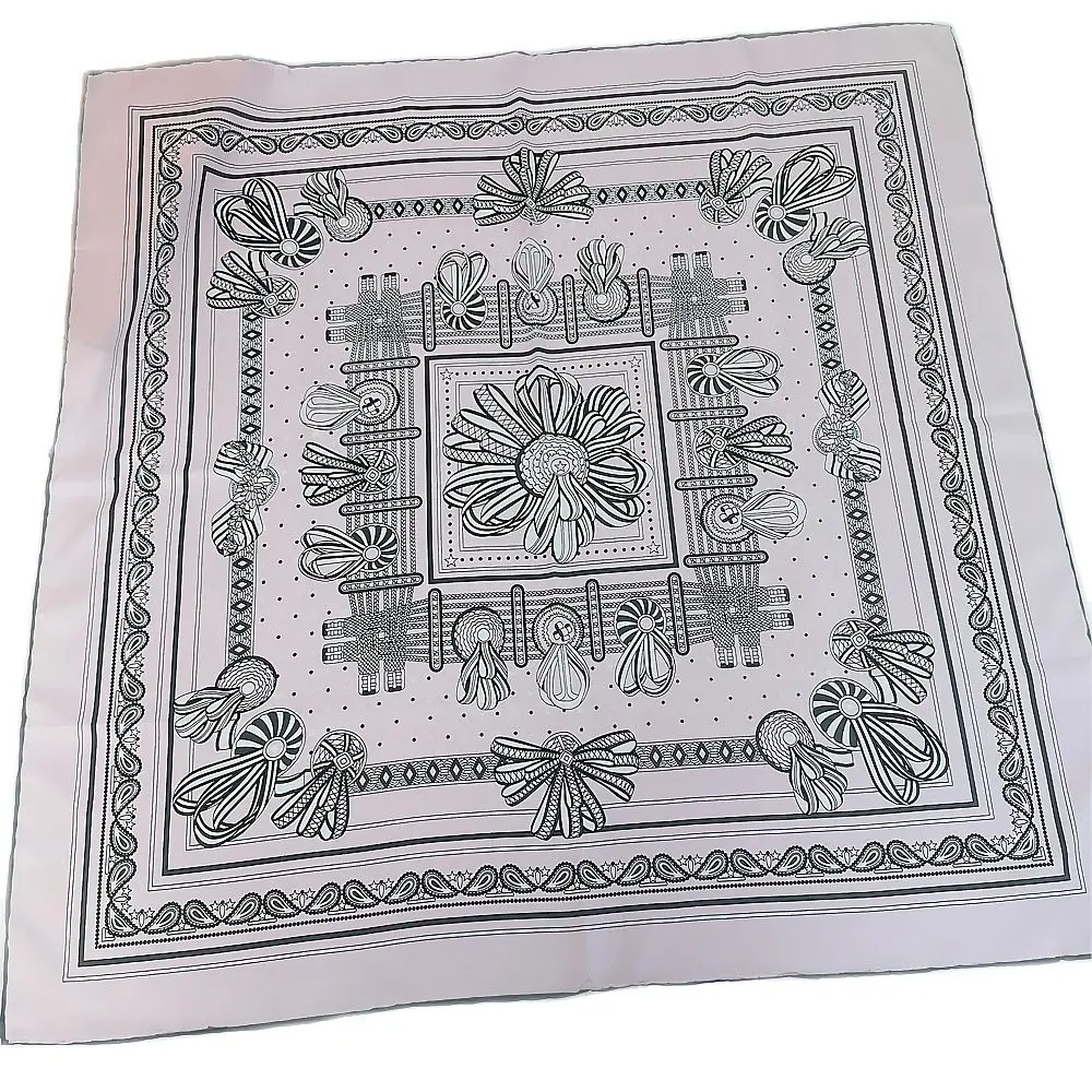 

90cm Foulard Twill Silk Square Scarf Flower Printed Women Shawl Brand Hijab Bandana Four Seasons Curled Head Scarves For Ladies