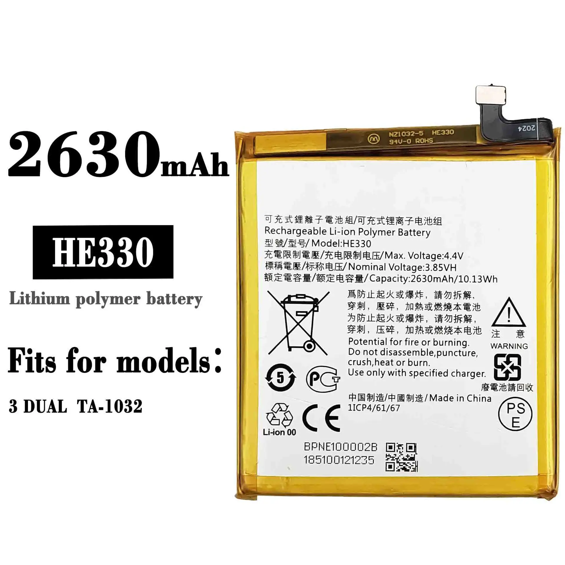 

HE330 Orginal Replacement Battery For Nokia 3 DUAL TA-1032 HE-330 2630mAh High Quality Lithium Internal Batteries NewBateria
