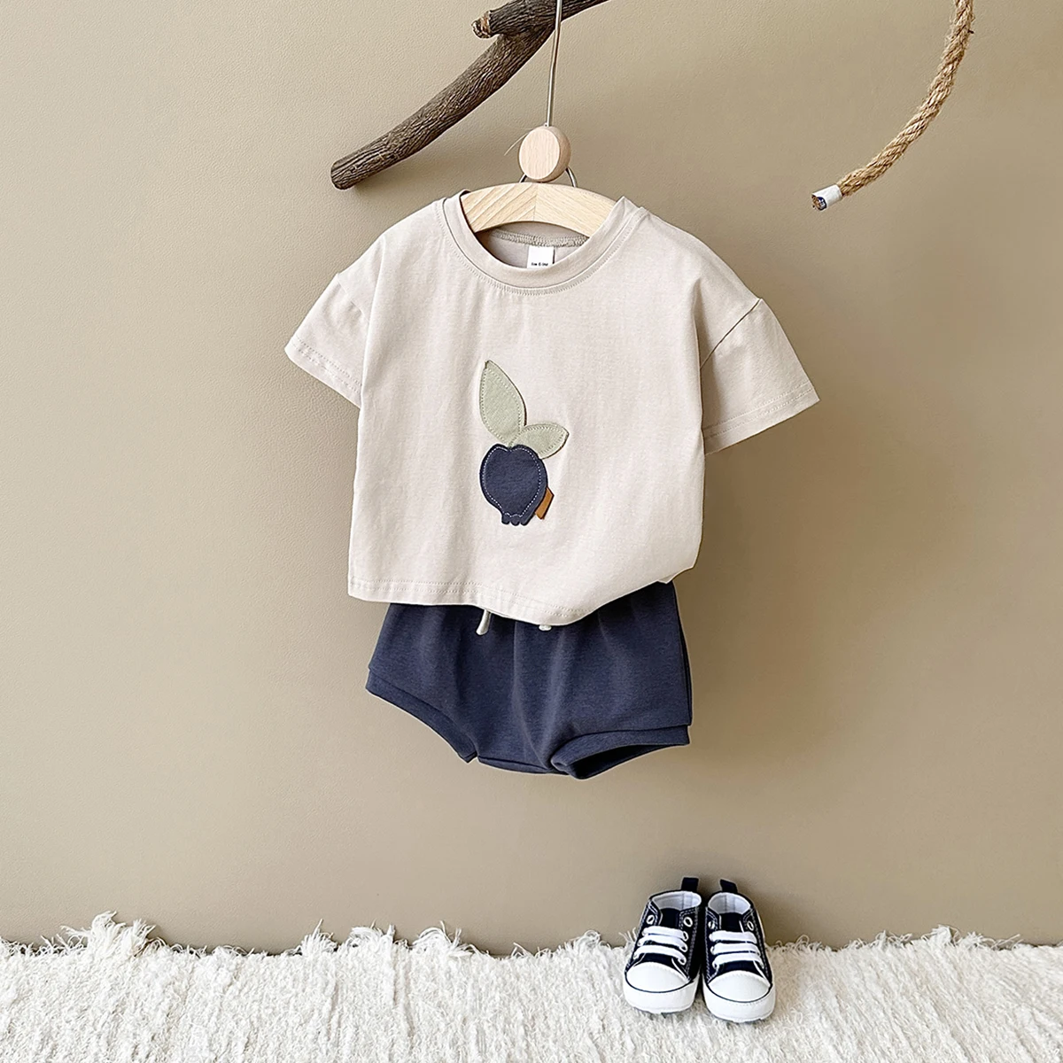 Kids Clothing Set Summer Baby Clothes Set Infant Toddler Fruit Lemon Print Round Neck T-shirt+Shorts 2PCS