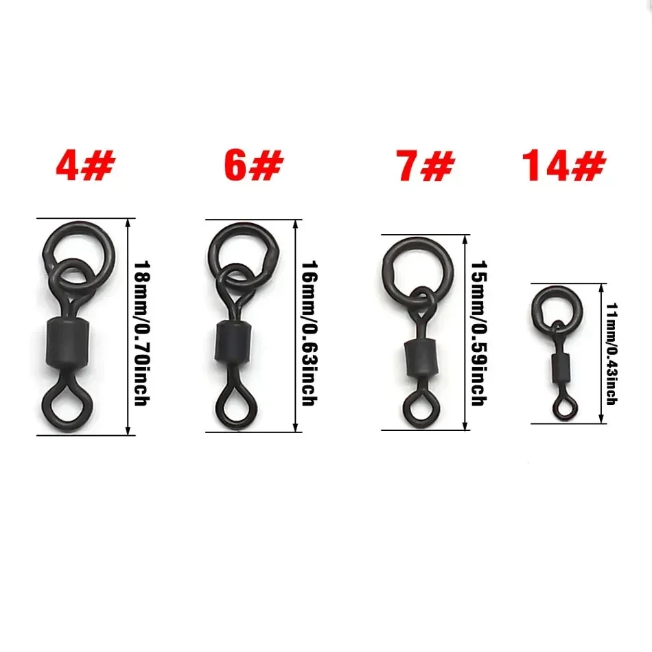 Description Picture 4 of itemMNFT 50PCS Micro Flexi Hook Swivel 4 Sizes , Carp Fishing Mini Ring Hook Swivel, Terminal Fishing Tackle Accessories