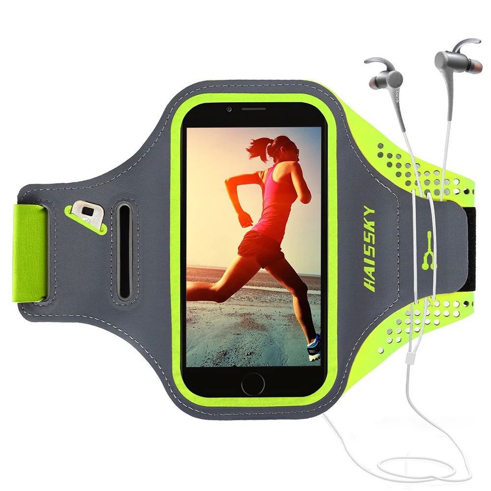HAISSKY 5.0" Small Running Sports Armband Bag For iPhone 13 12 Mini 11 Pro 6 6s 7 8 SE On Hand Belt Workout Arm Bags Pouch