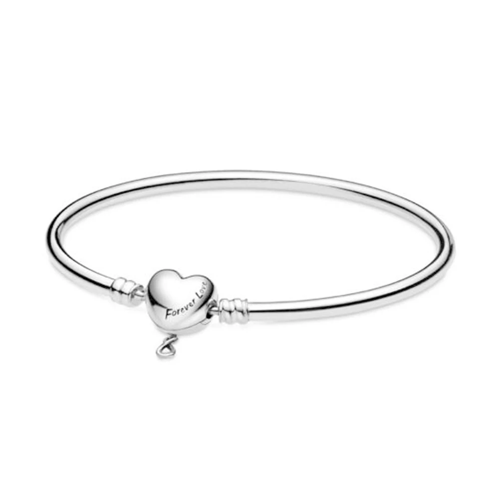

Mother's Day Real 925 Sterling Silver Moments Forever Love Infinity Heart Fashion Bangle Fit Women Bead Charm Gift DIY Jewelry