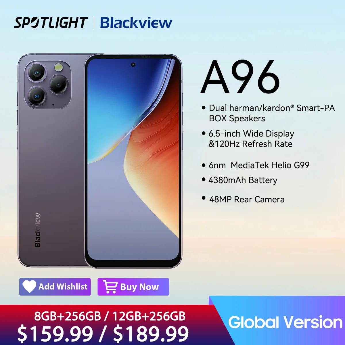 World Premiere] Blackview A96 Android 13 Smartphone Helio G99 12GB  