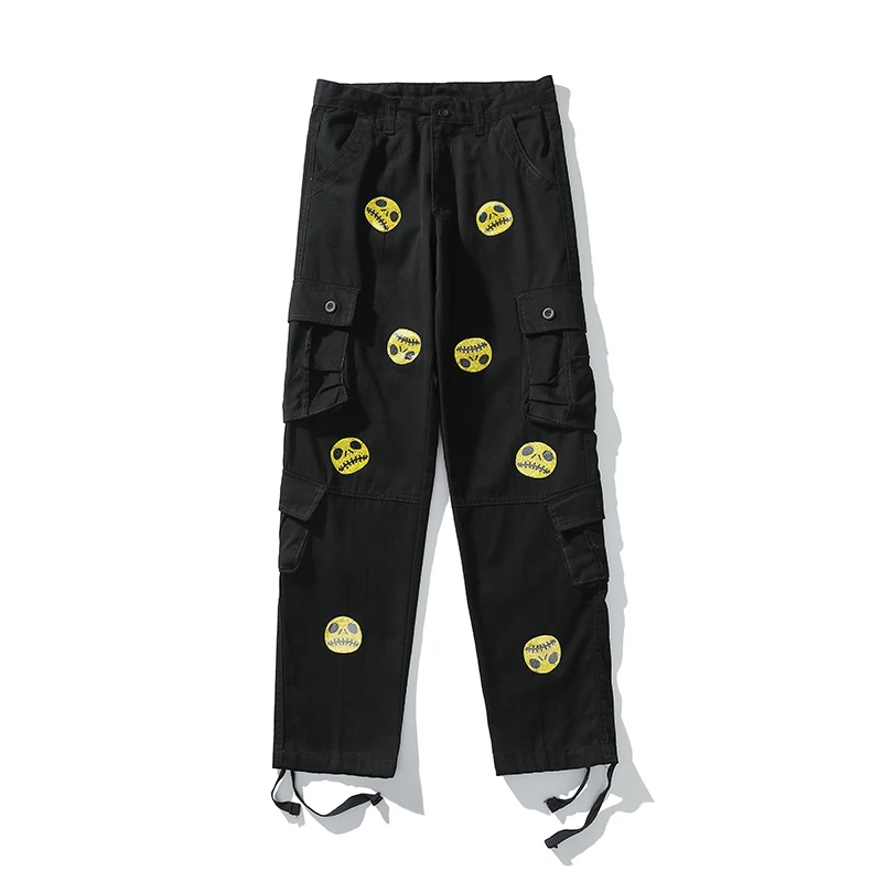 mens cargo trousers Kanye West Grimace Drilling Multi-Pocke Overalls Men Women Straight Streetwear Oversized Cargo Pants Harajuku Casual Trousers black cargos